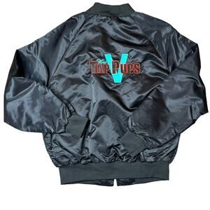 Vintage Black Embroidered Satin Jacket, King Louie, Deborah, Tap Pups, Size M